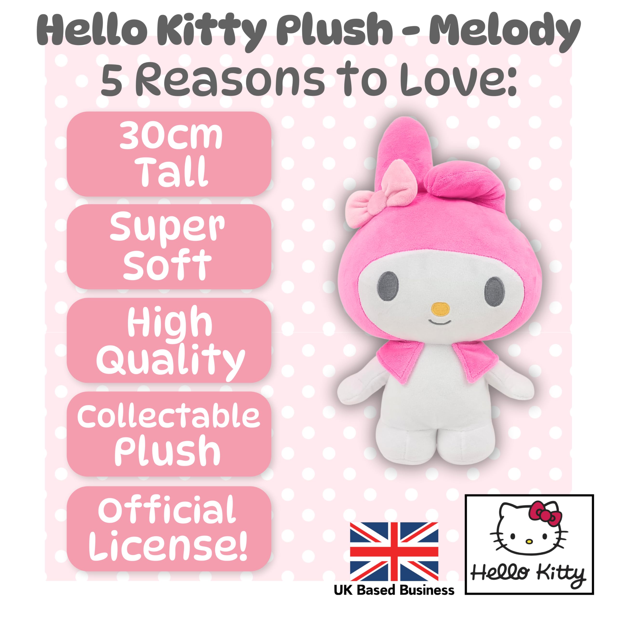 Simply Toys Official Sanrio My Melody Plush 30cm Standing Doll, Pink, 30 cm - Image 2