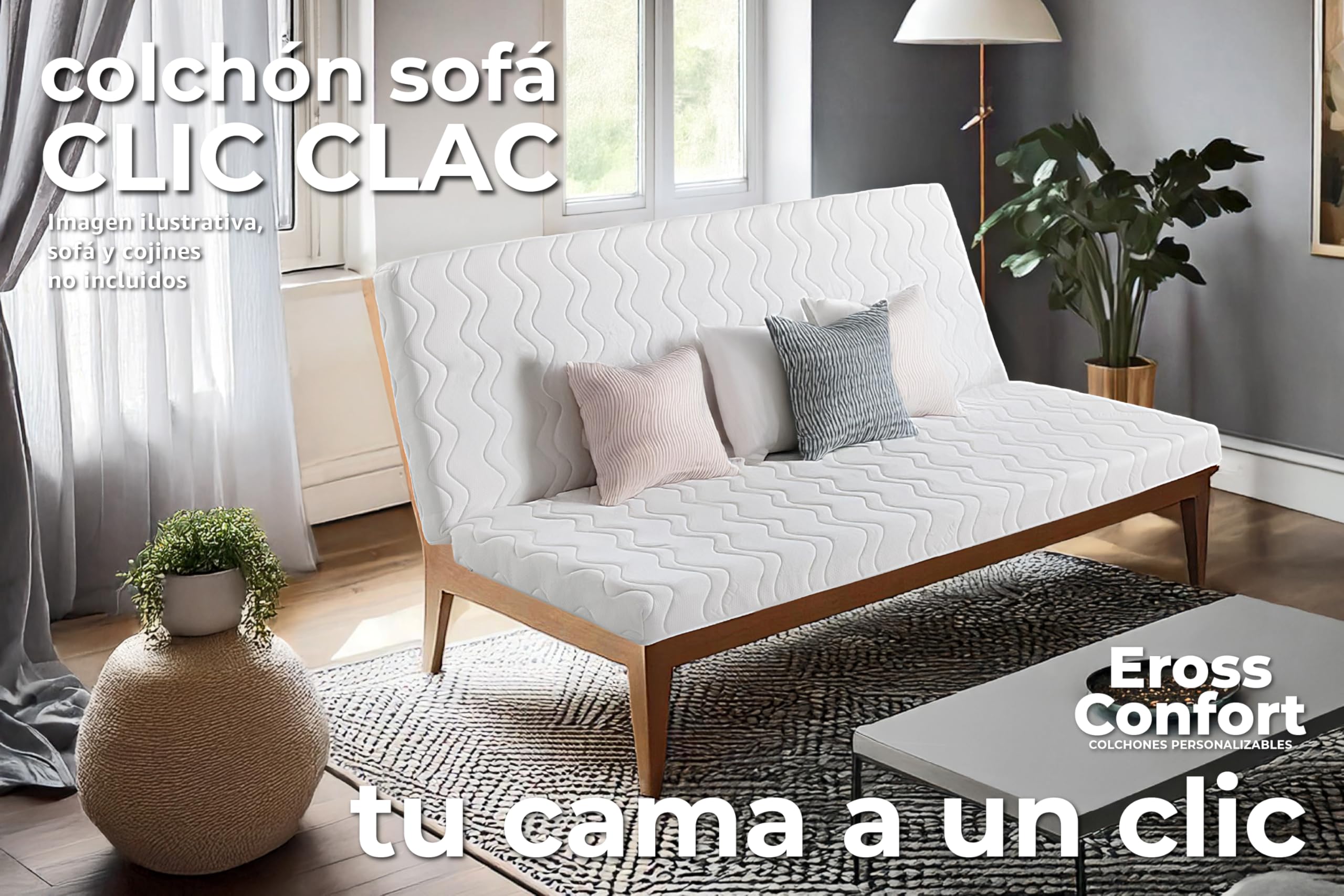 Colchón Clic Clac para Cama 130x190cm. Tratamiento Antibacteriano. Funda con Cremallera Lavable y Transpirable