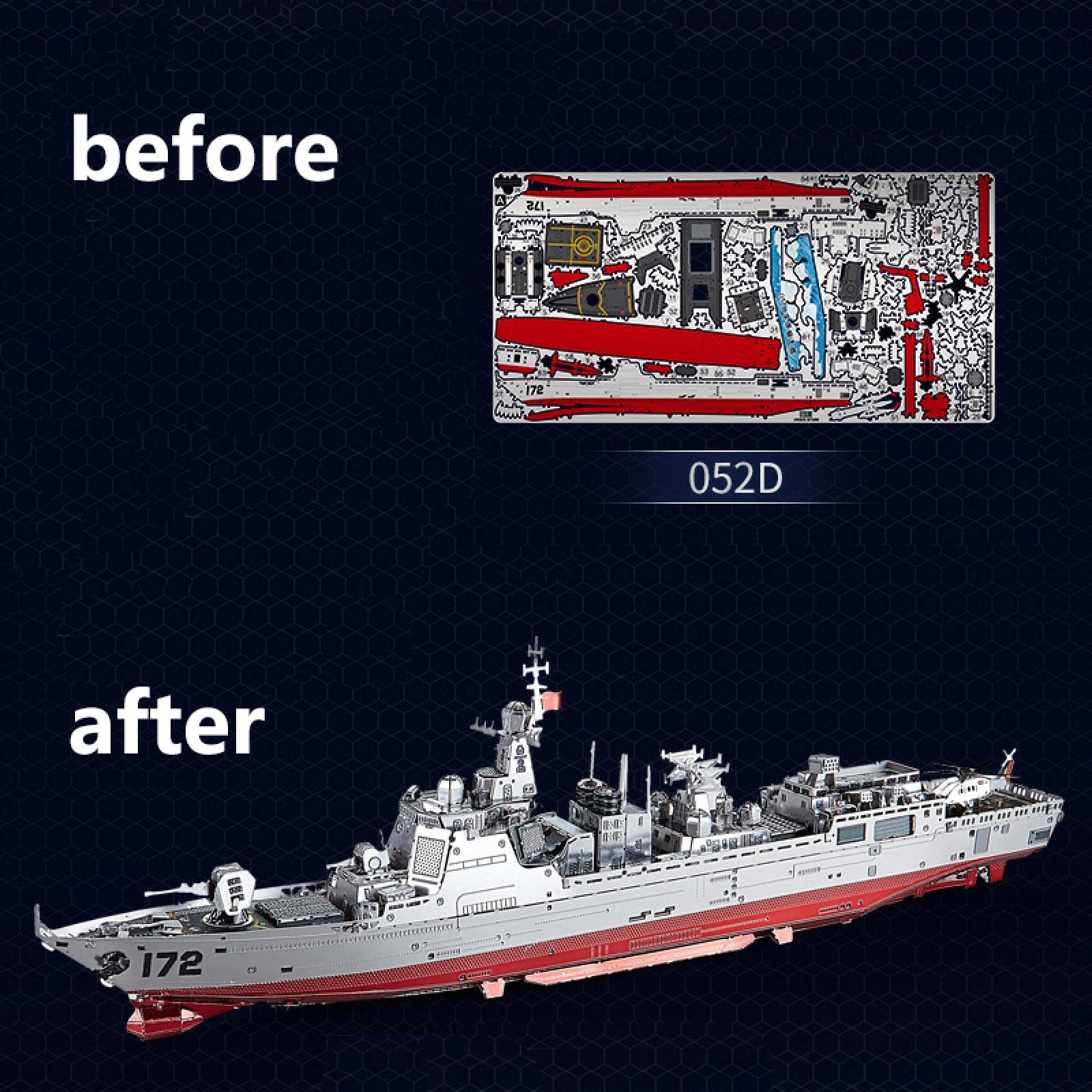 Amazon | 1/1000スケール 金属製艦船キット 052D 駆逐艦 3D