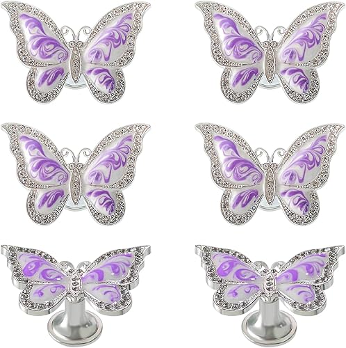 Pomos de mariposa para gabinete, 6 pomos de mariposa de un solo agujero, tiradores decorativos para puerta, gabinete, cajón, armario, muebles,