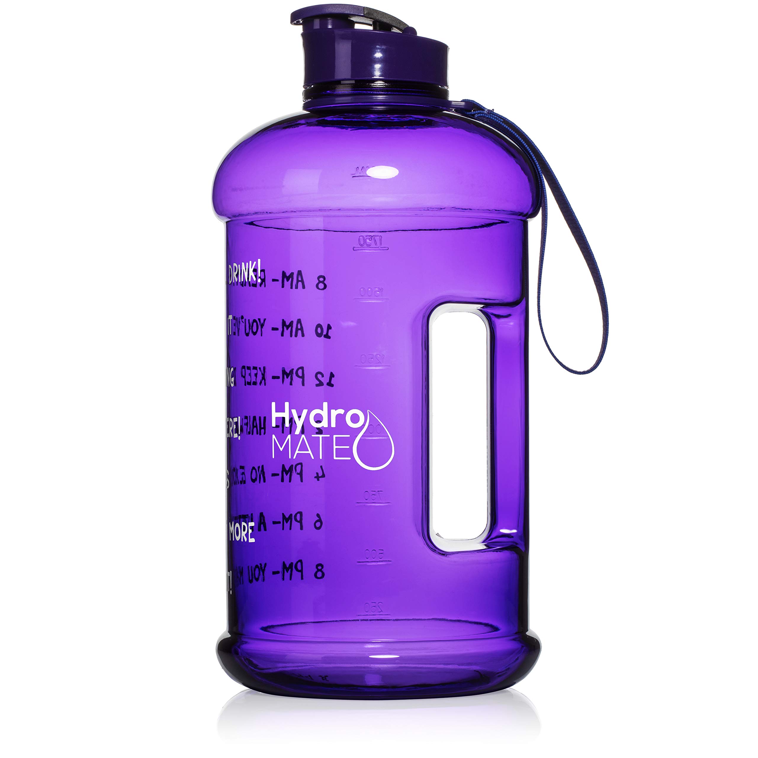 HydroMATE Half Gallon Water Bottle with Time Marker Large Reusable