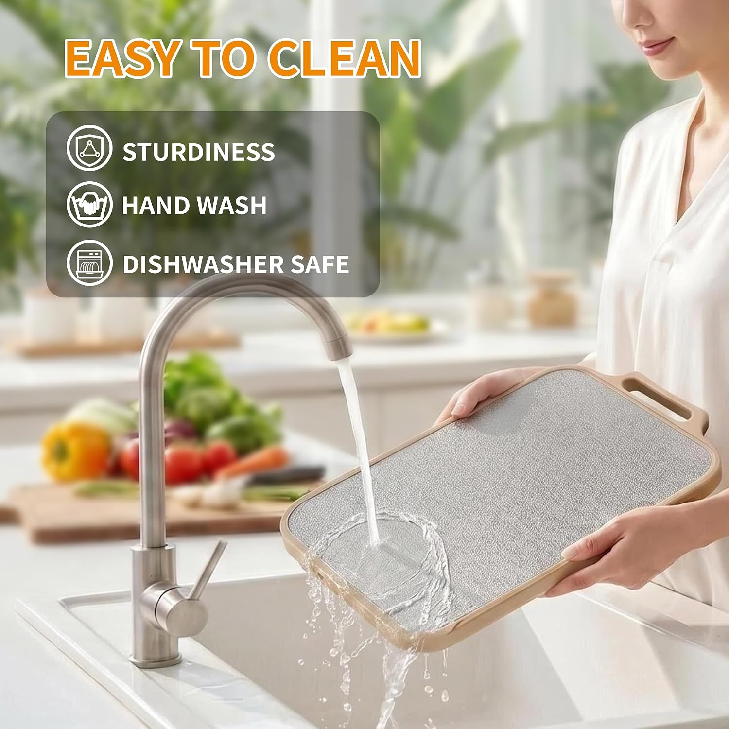 Titanium Cutting Boards for Kitchen, 2-in-1 Double-Sided Chopping Board, Food Grade Titanium Cutting Board/PP, Easy to Clean, for Chopping Meat/Vegetables/Fruit Dishwasher Safe (16 x 10 in)