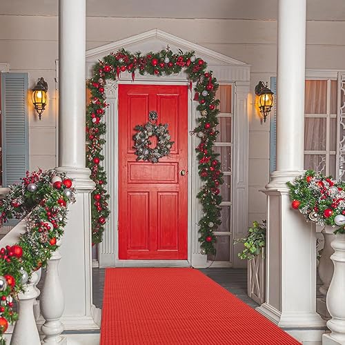 Miniatura 7 de HOMBYS Alfombra roja de 450 GSM para eventos, extragruesa, 2.6 x 30 pies, antideslizante, alfombra de pasillo roja para decoración de fiestas, bodas