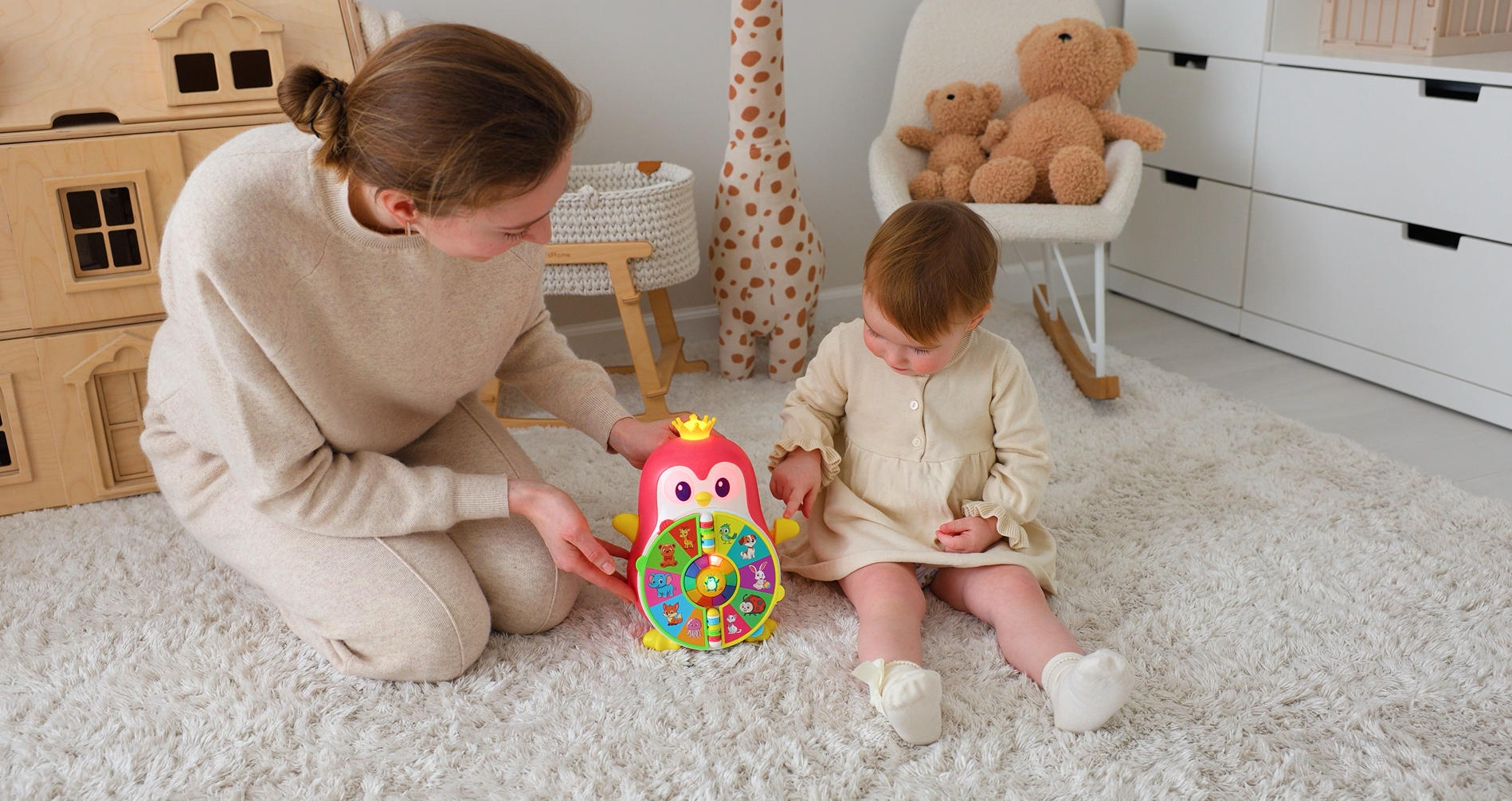 ToddlerCley Musical Penguin Toys for 1 Year Old Girl Gifts, Learning Educational Baby Toys for 1-3 Year with 5 Themes, Sound & Light, First Word Teaching 12-18 Months, 1st Birthday Girl Boy Gifts