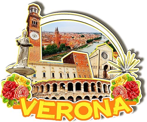 Imán de madera de Verona de Italia 3D para nevera, recuerdos coleccionables, decoración hecha a mano, artesanías 2