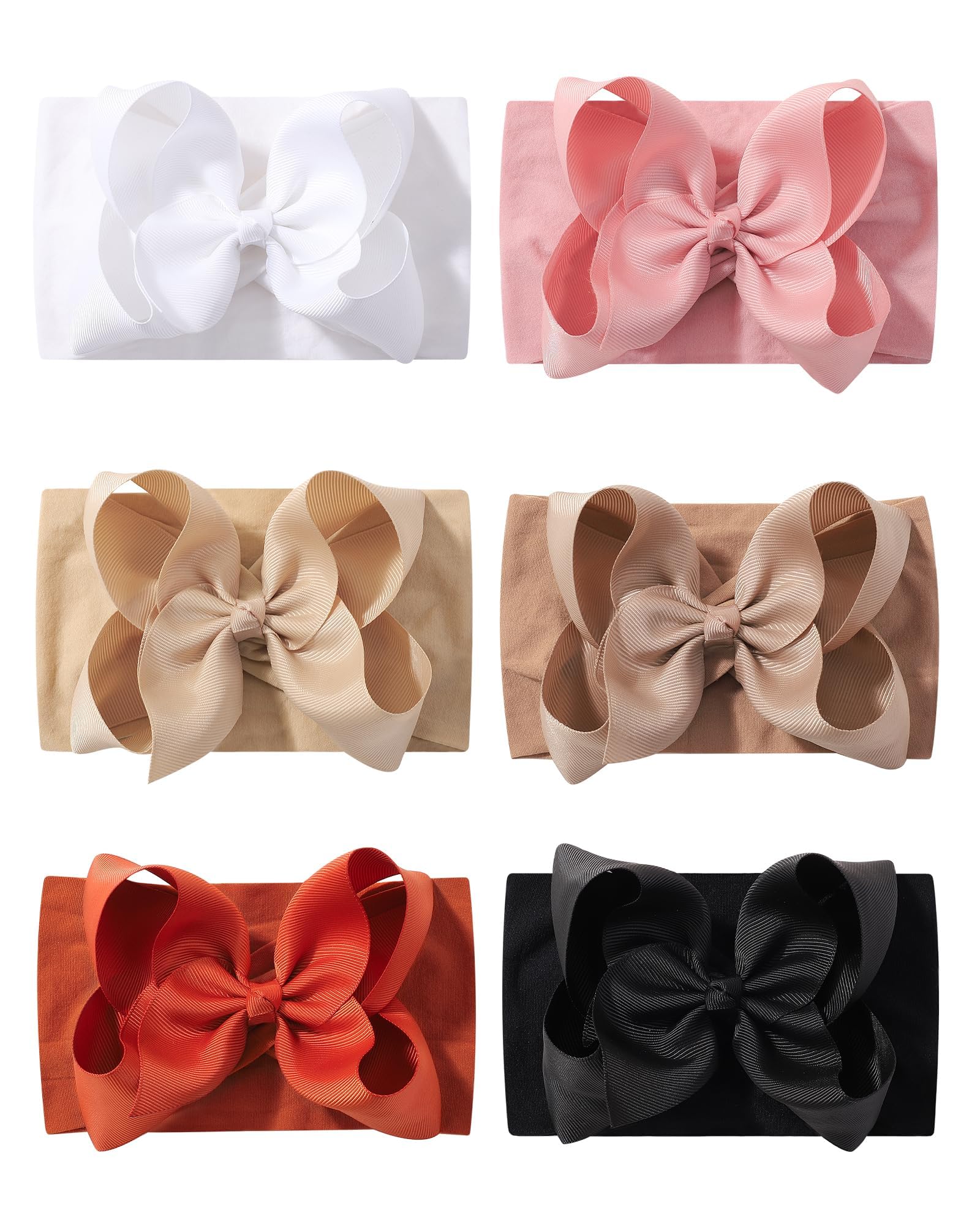 doboi 6PCS Baby Girl Bows Baby Headbands Ribbon Bow Nylon Headbands Hair Accessories Big Baby Bows for Baby Girls Infant Newborn Toddler — image 1