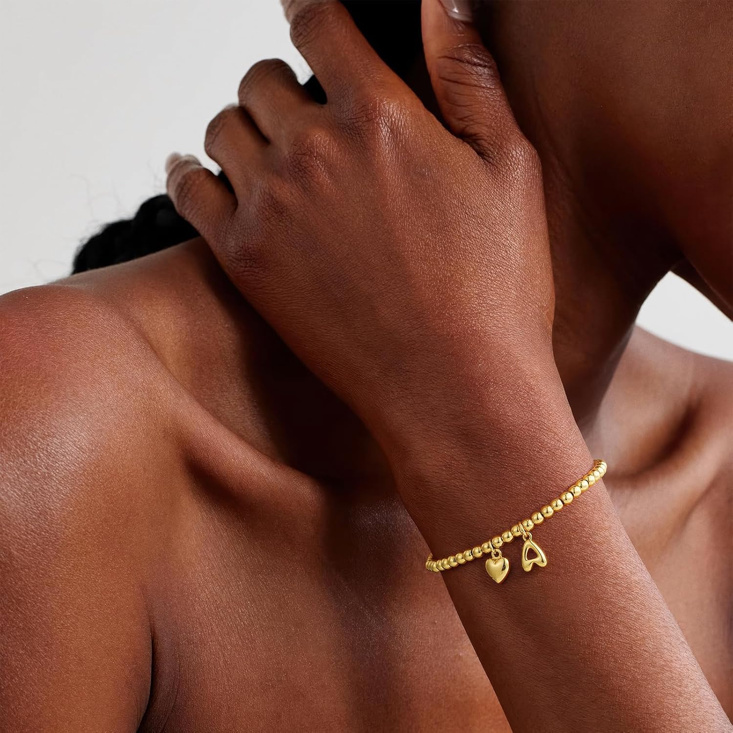 Gold Initial Bracelets for Women - Dainty Gold Beaded Bracelets for Women 14K Gold Plated Heart Initial Bracelets Balloon Letter A-Z Charm Bracelets Personalized Jewelry - Image 8
