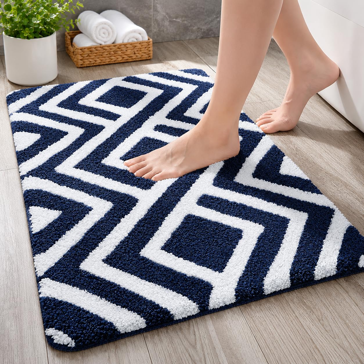 Roseate Egyptian Super Soft (40x60 cm) Microfibre Solid 2000 GSM Bath Mat Super Absorbent Anti Skid Door Mats for Home/Bathroom/Bedroom/Kitchen/Floor Mat (Blue) Pack of 1-picture-2