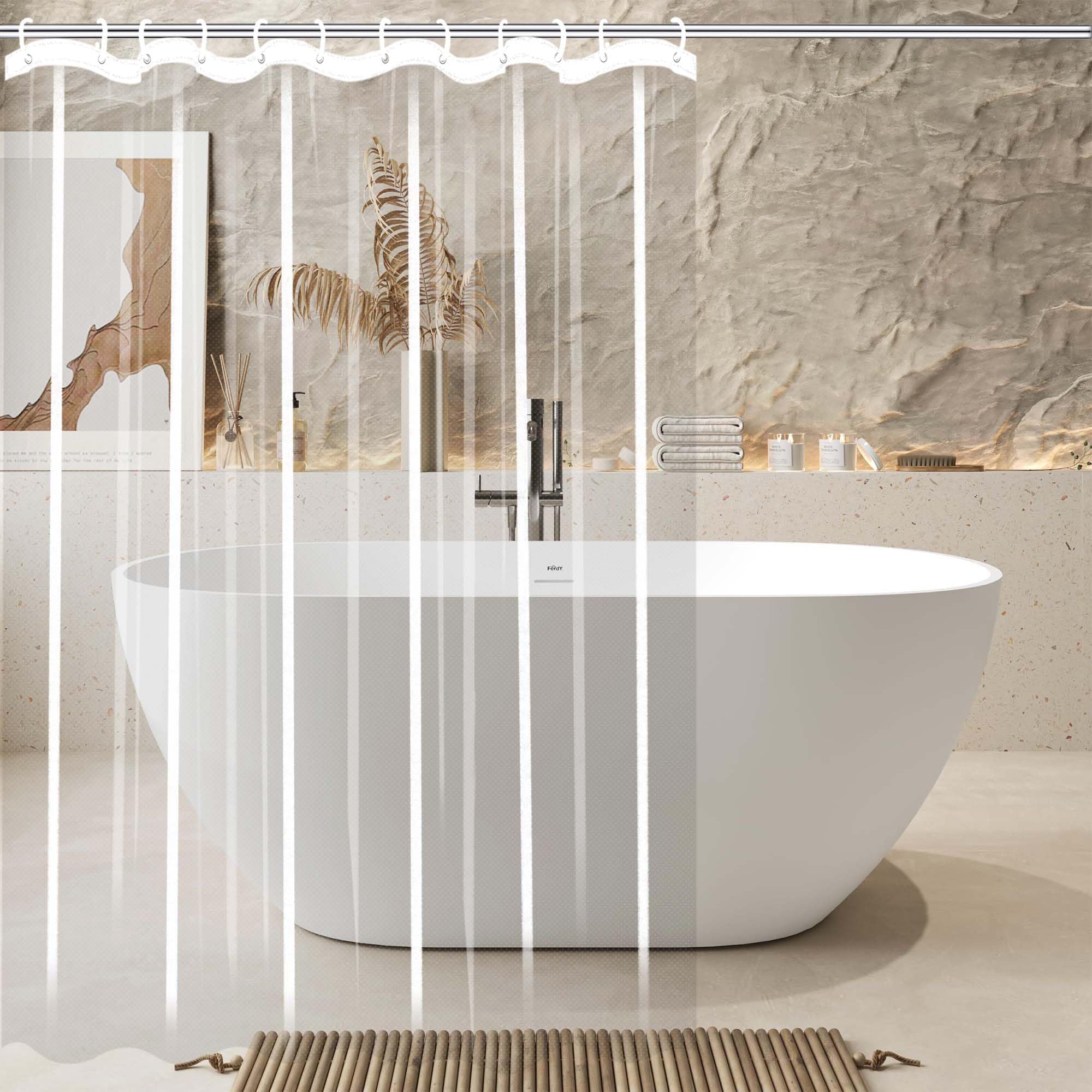 Rideau douche PEVA premium étanche et anti-moisissure pour baignoire chic
