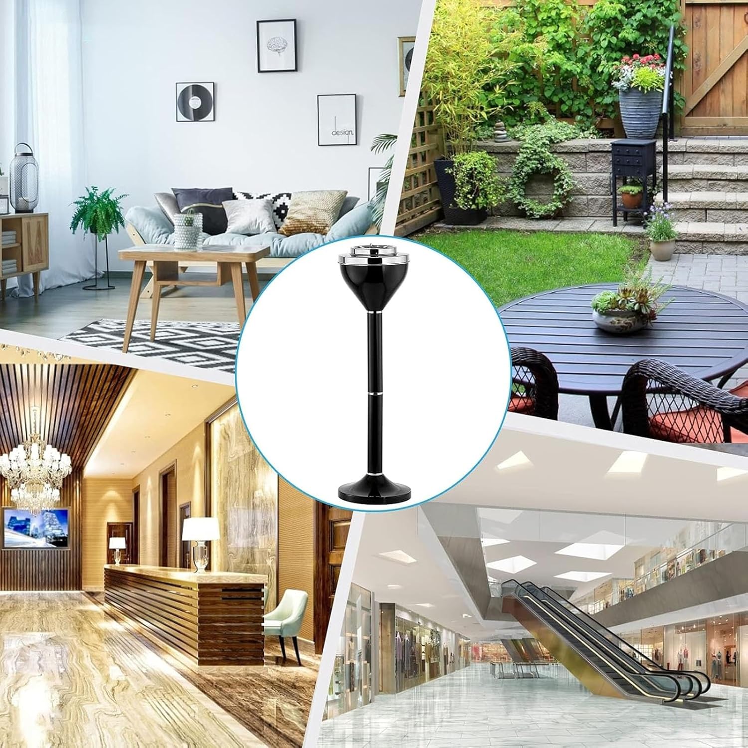 Outdoor Detachable Metal Standing Ashtray, Ash Tray for Cigarette Butt Receptacle Disposal, 2/3-Section Adjustable Floor Standing Cigarette Butt Container with Lid(Red,61cm/24in)