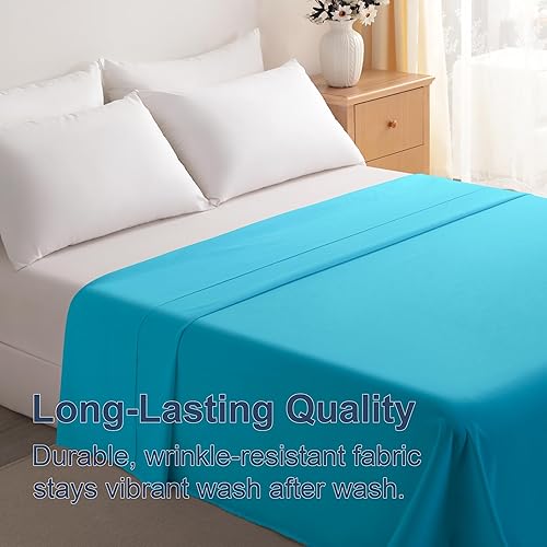 Vista 51 de BEDSUM Sábana encimera de microfibra tamaño individual, de lujo, 1800 hilos, resistente a las arrugas y a la decoloración, color blanco