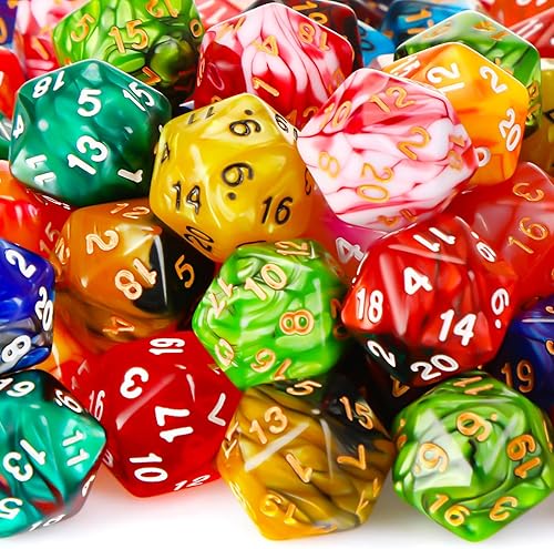 Miniatura 8 de Skylety Juego de 200 dados poliédricos con bolsa negra compatible con juegos de mesa RPG MTG, surtido multicolor (estilo de 10 caras)