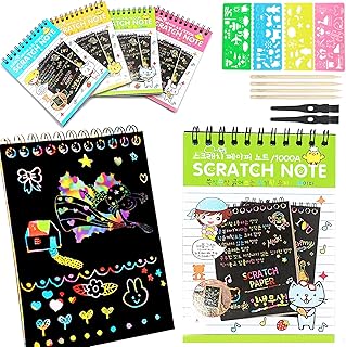 Rainbow Scratch Paper Art 4pack Mini Rainbow Scratch Painting Notebook DIY Rainbow Scratch Card Paper for 4-10 Years Old Kids Children Girl Boy DIY Birthday Gift Toy Activity Game