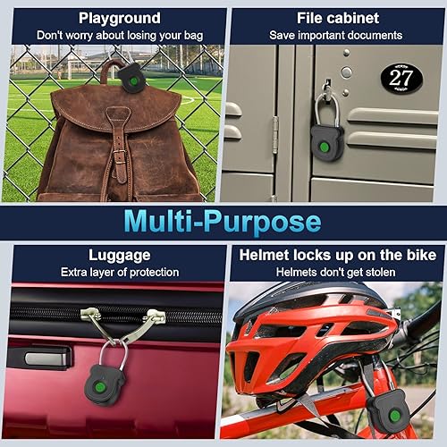 Miniatura 7 de Candado de huellas dactilares con respaldo de llave, cerradura de metal biométrico sin llave, impermeable, recargable por USB, para casillero de