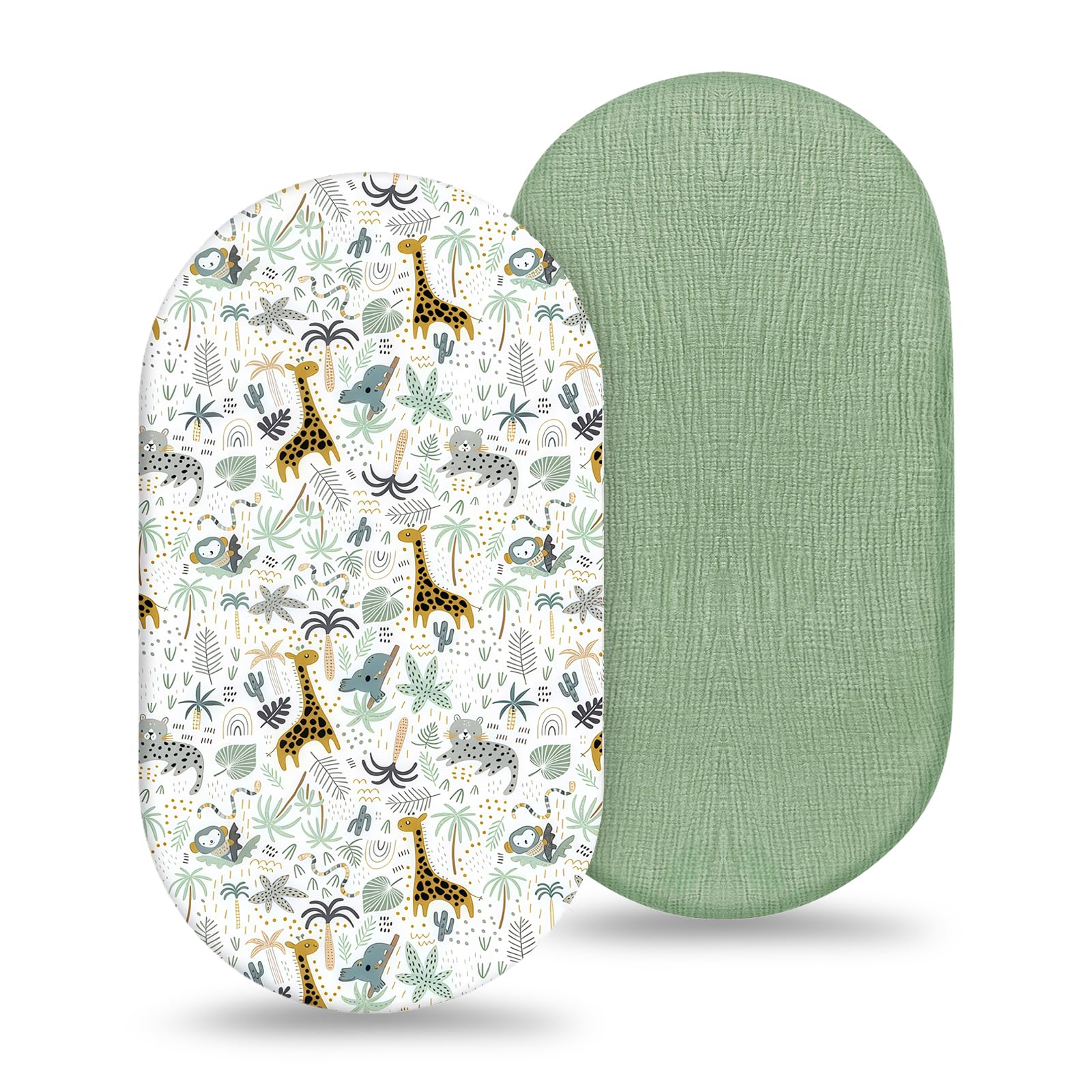 2 Pcs Sabana Bajera 82x41cm, 100% Algodon Cubrecolchones Suave Transpirable, para Colchón, Minicuna, Capazo (Hoja + Sólido) — view 7