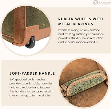 Rocklands® Lightweight Suede Wheeled Holdall Trolley Suitcase Large Duffle Travel Bag with Telescopic Handle (Large - 32 (H82xW42xD40 cm), Green)