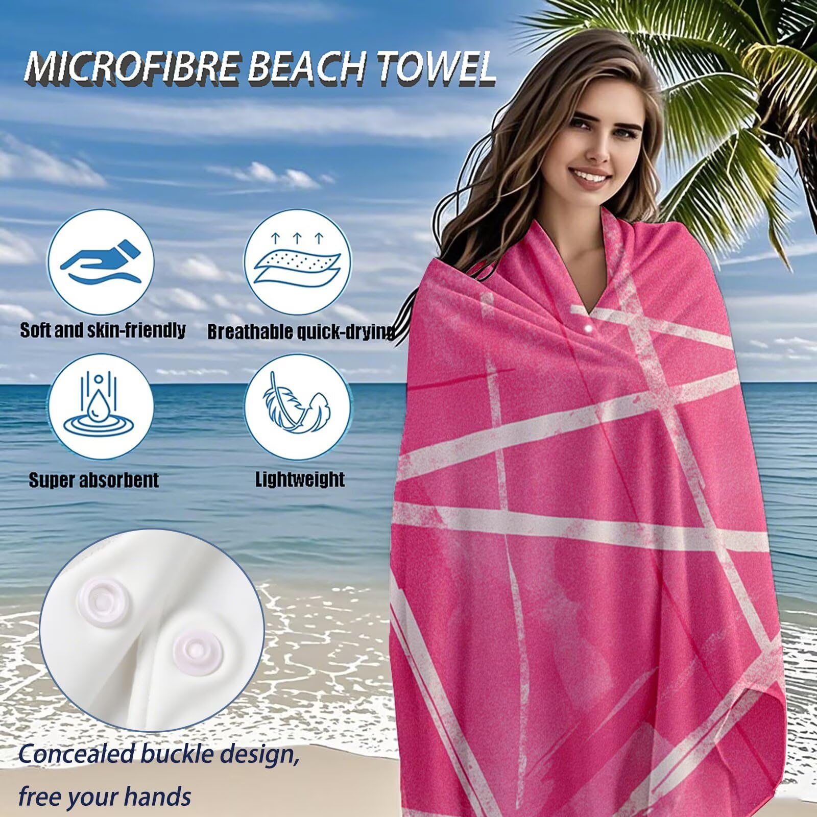 Serviette de Plage Microfibre Serviette Plage 100x220 2 Pack Séchage Rapide, Anti-Sable, Absorbante Fonction Drap de Plage XXL pour Bain, Sport, Voyages, Sauna, Piscine, Yoga, avec Sac Moderne Q-653