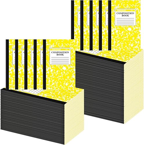 Miniatura 8 de Fainne Paquete de 100 cuadernos de composición A5 a granel con rayas anchas, cuadernos de composición con rayas universitarias, cubiertas de mármol,