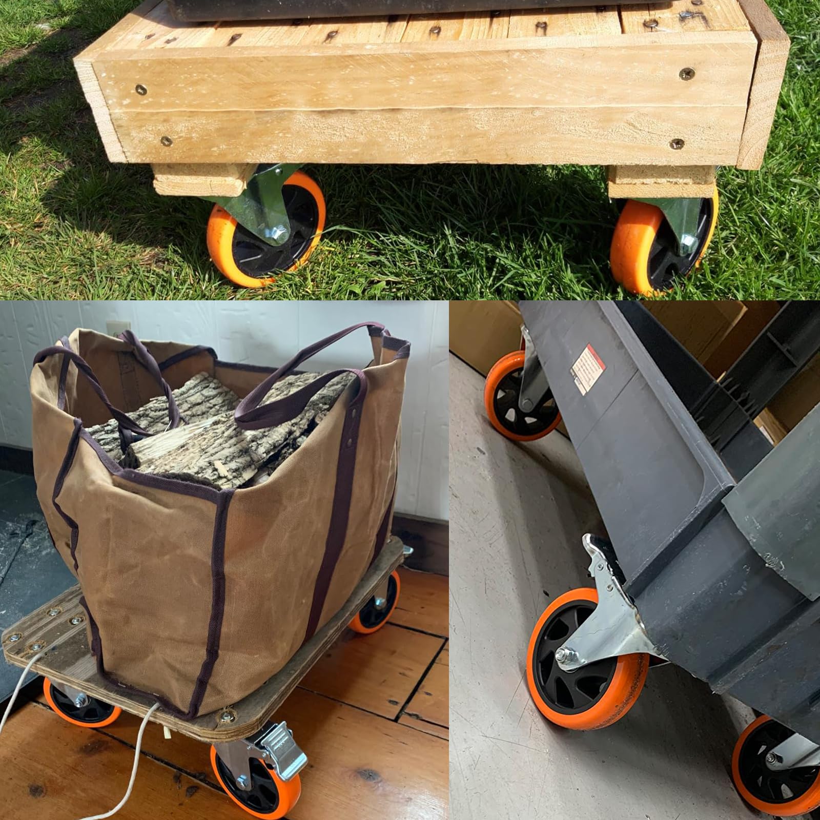 Ruote girevoli resistenti da 150 mm con freno, 4 ruote per mobili in poliuretano, capacità di carico 900 kg, ruote girevoli a doppio cuscinetto per mobili, ruote girevoli per carrelli girevoli