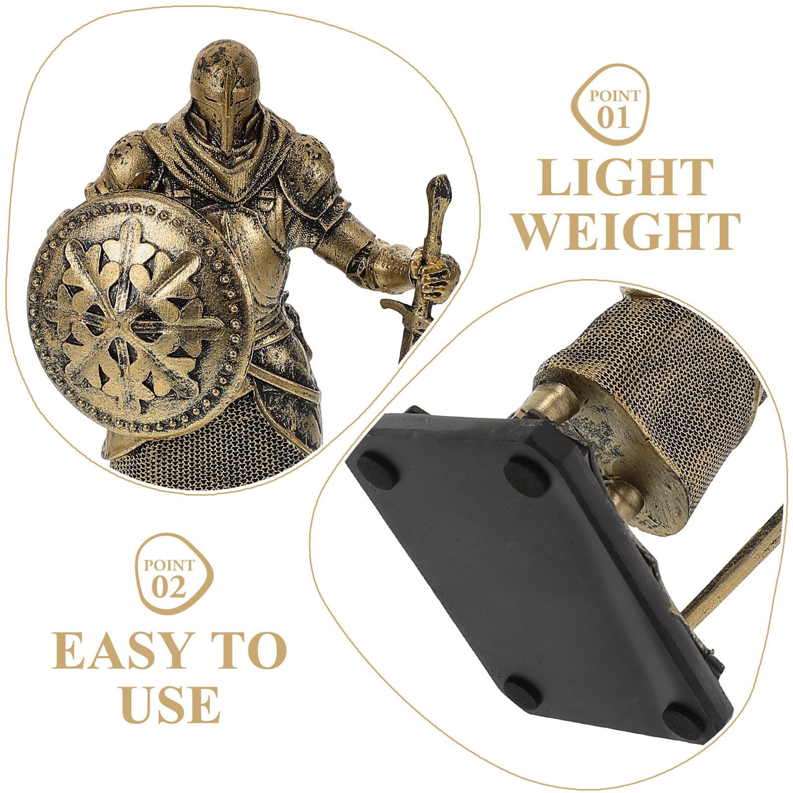 Operitacx 3 Piezas Figura de Resina Dorada de Caballero Medieval para
