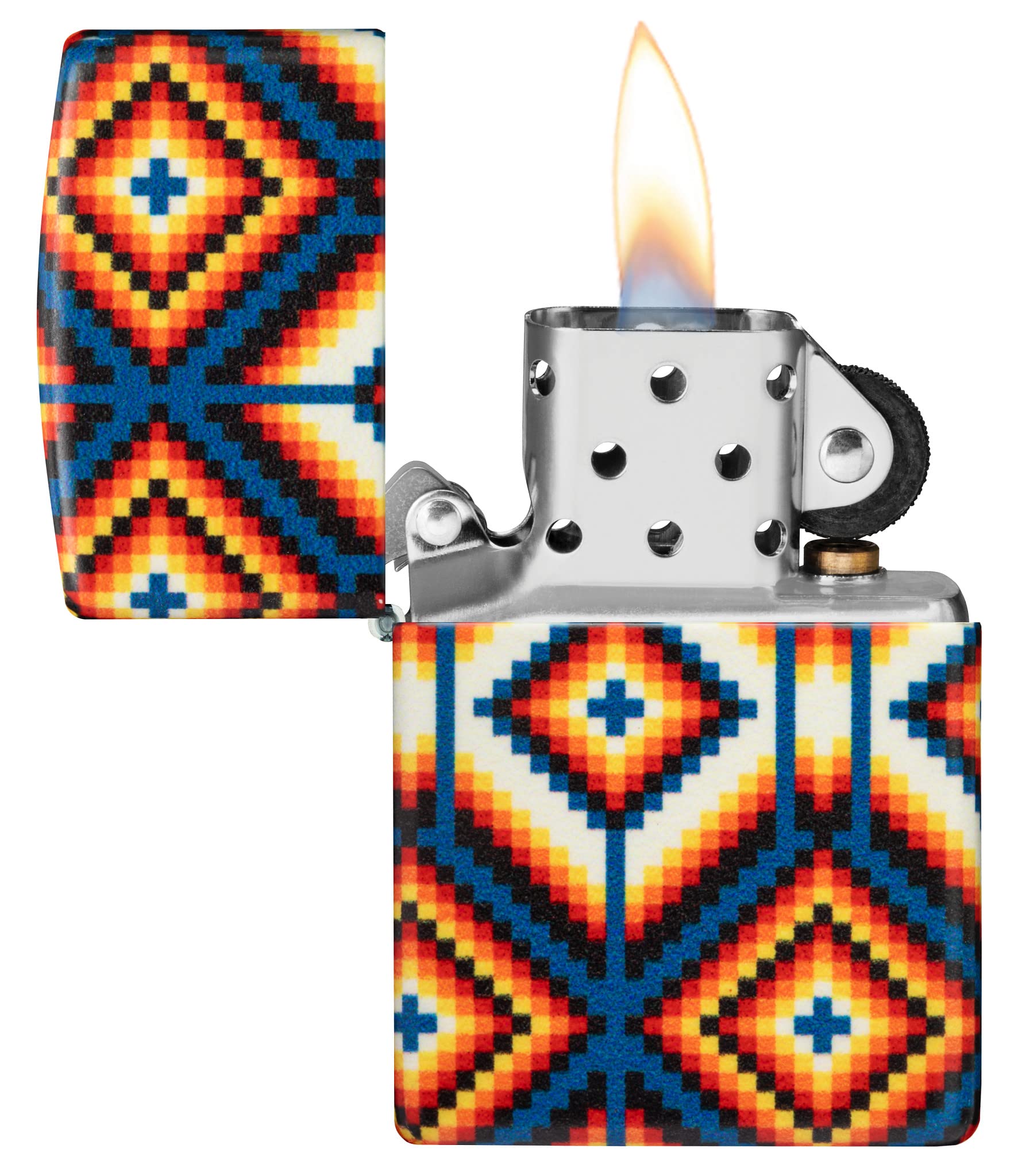 Zippo Lighter, Metal, Multicolored, One Size, Multicolor - Tribal Pattern Indigenous, 5.5 x 3.8 x 1.2 cm - Image 3