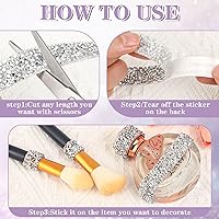 Vista 7 de 6 Rolls Self Adhesive Rhinestone Ribbons, Sliver Resin Rhinestone Strips, Diamond Crystal Rhinestone Ribbon Roll Stickers Glitter Bling Ribbons for