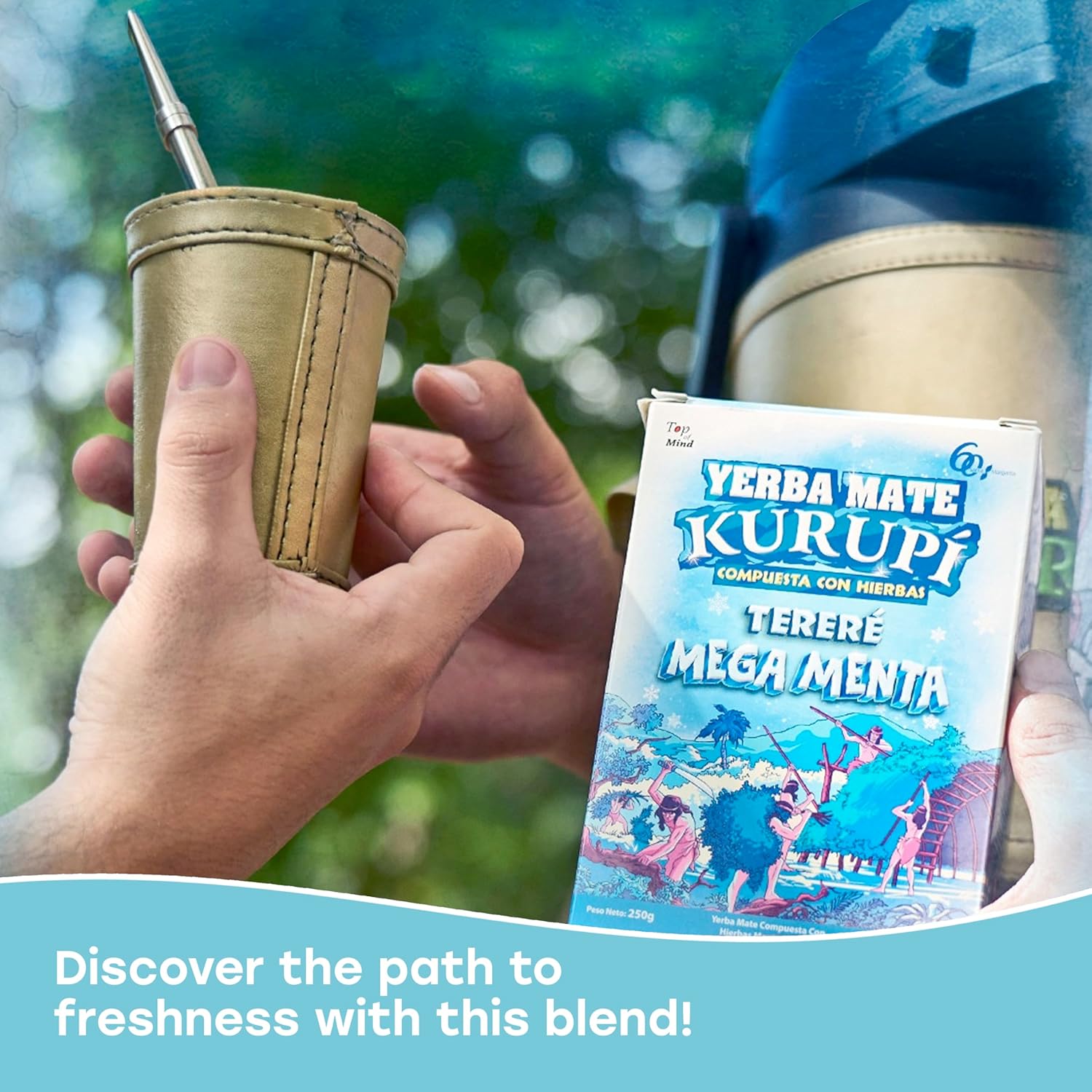 Kurupi Yerba Mate Terere Mega Mint 500 g (1.1 lb) | Paraguayan Herbal Yerba Mate with Mint & Boldo | Loose Leaf Mate Tea for Cold Brew | Refreshing & Aromatic | Gluten Free - 4 Packs