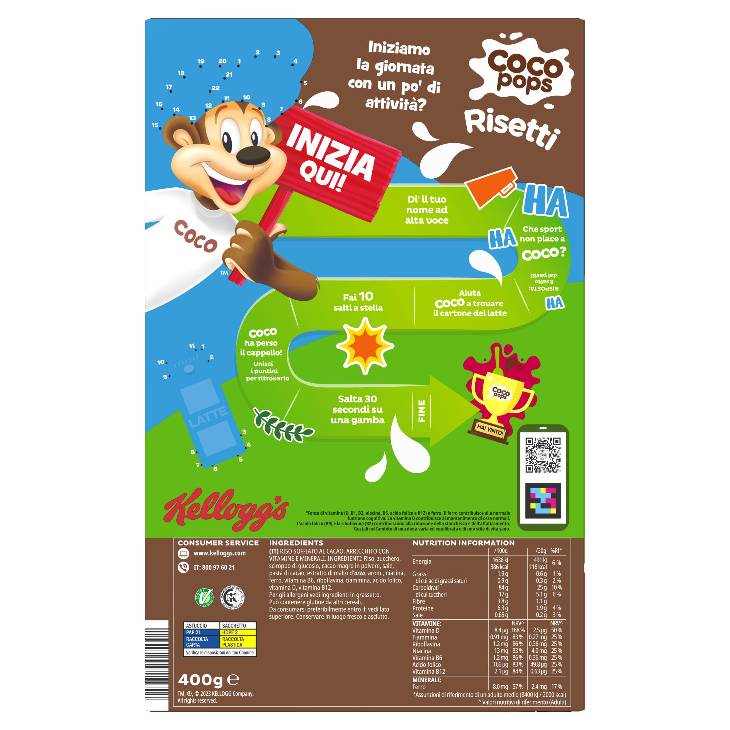 Kellogg's Coco Pops | Risetti al Cioccolato | Delizioso Riso Soffiato con Cacao | Confezione Singola da 400g (1 x 400g) - 2