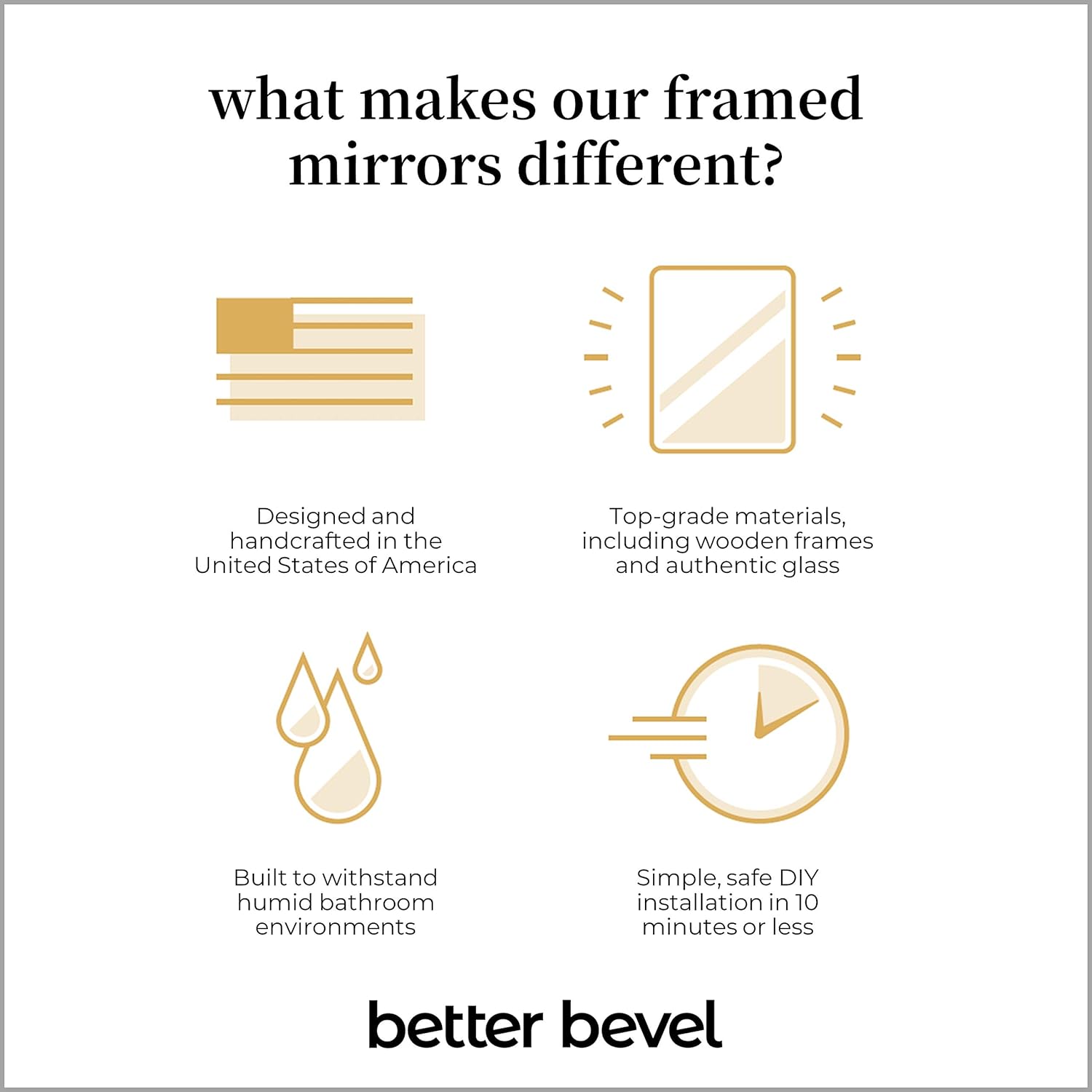 The Better Bevel Framed Rectangle Wall Mirror | Vanity, Bedroom, or Bathroom | Made in USA | Hangs Vertical or Horizontal (Brushed Nickel, 23.5" x 31.5")