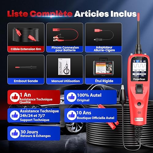 Autel PowerScan PS100 Testeur Circuits Auto, Cordon 6M pour 99% Véhicules - 9