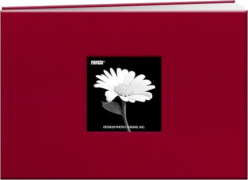 Pioneer Photo Albums 5 Inch by 7 Inch Postbound Fabric Frame Front Memory Book, Apple Red
