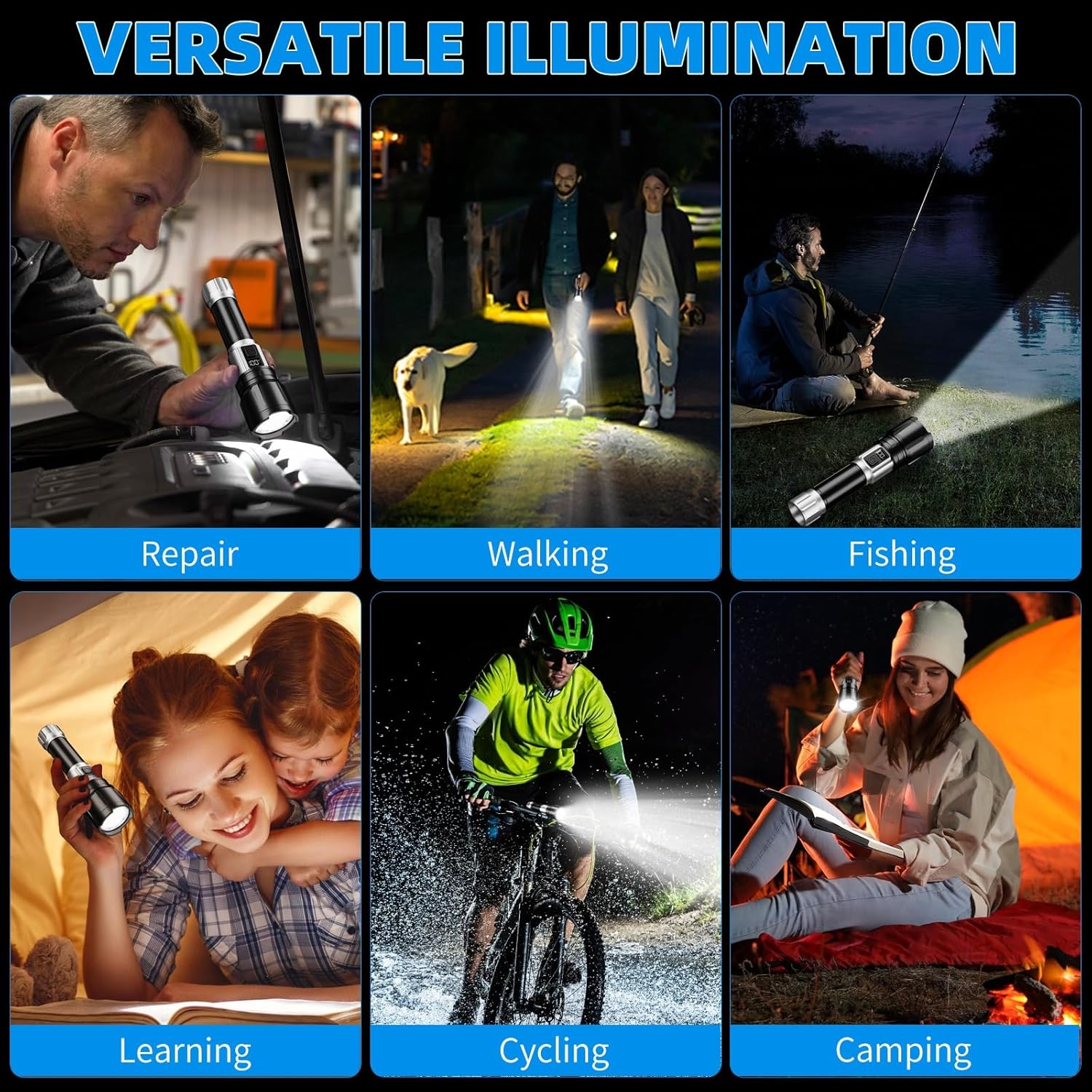 Flashlight Rechargeable 990000 High Lumens, Super Bright LED Flash Light with LCD Digital Display, Tactical Flashlights with IPX7 Waterproof, 6 Modes Brightest Flashlight for Camping, Emergency - Image 9