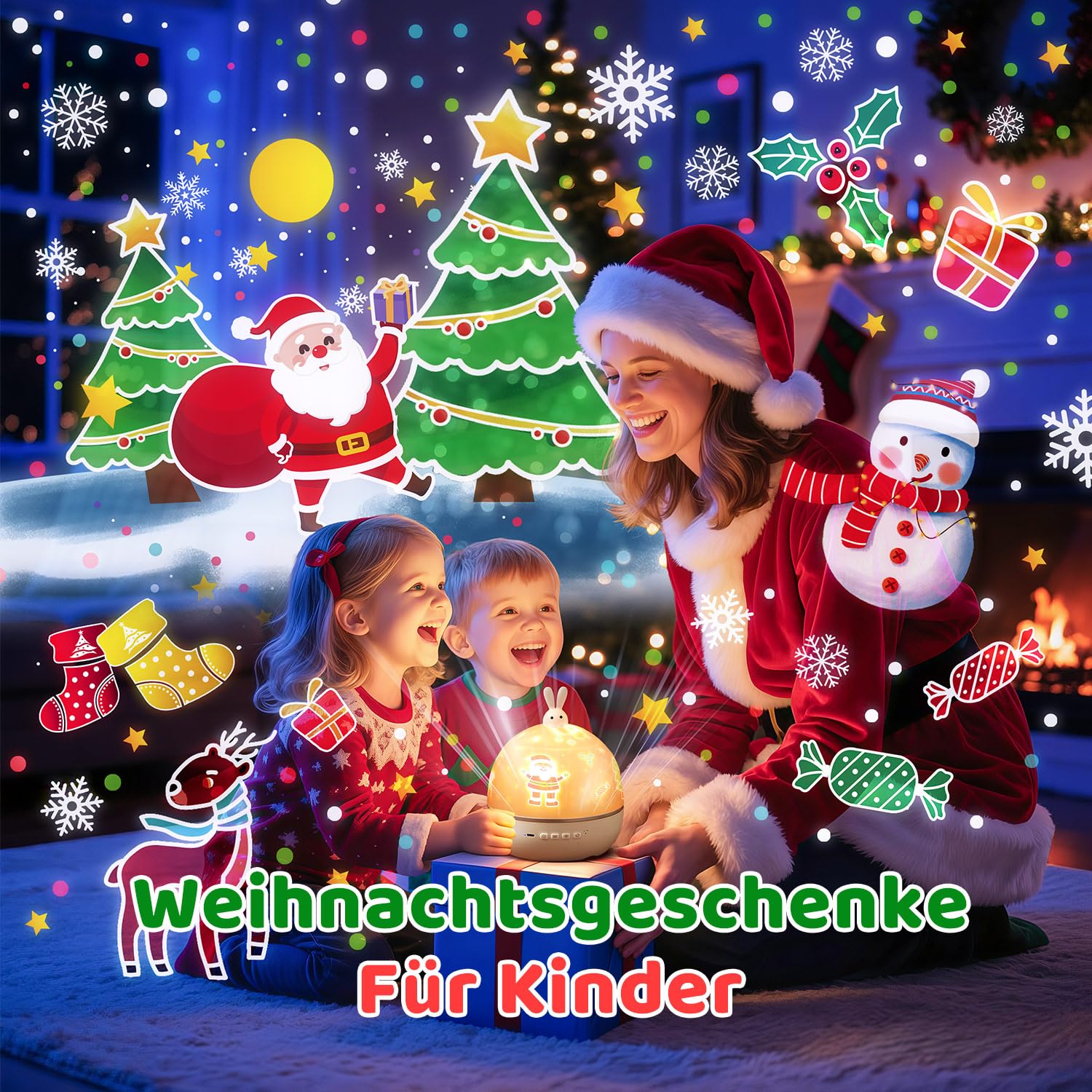 One Fire Proiettore Stelle Soffitto Bambini, 15 Films Luce Notturna Bambini, Bluetooth Musica 360° Lampada Proiettore Bambini, USB Ricaricabile Proiettore Soffitto Regalo Bambini Decorazioni Camera