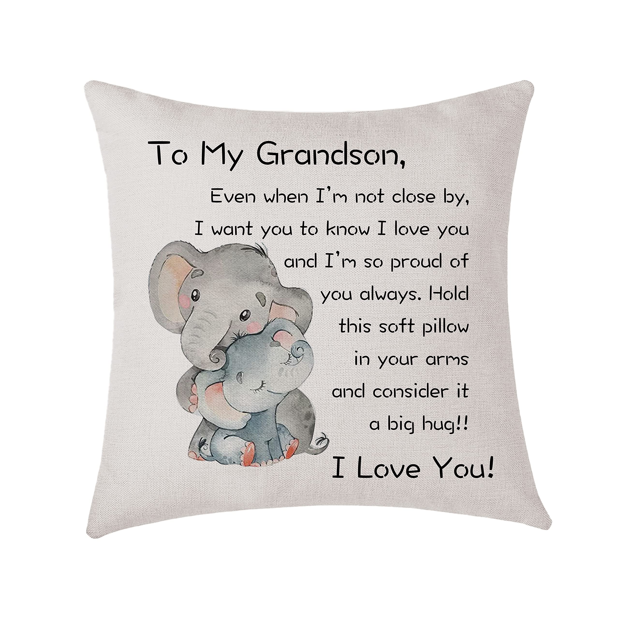 Amzkwy Grandson Gifts From Grandpa Grandma Cushion Cover Throw Pillow Cover Gift To Birthday