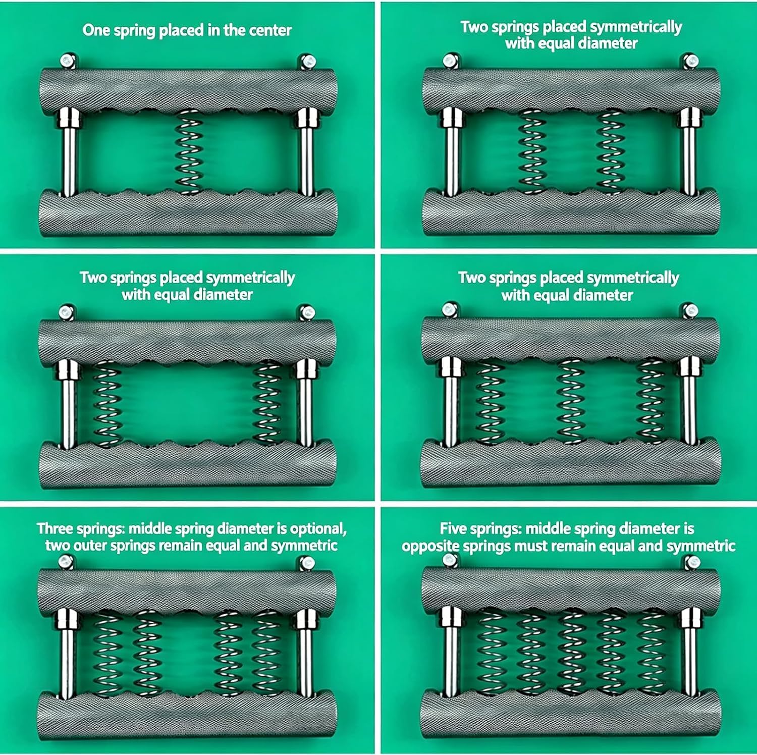 Fortalecedor de mano con resorte de acero inoxidable, resistente, con 5 resortes intercambiables, 5 niveles de agarre, para entrenamiento de dedos y antebrazos.