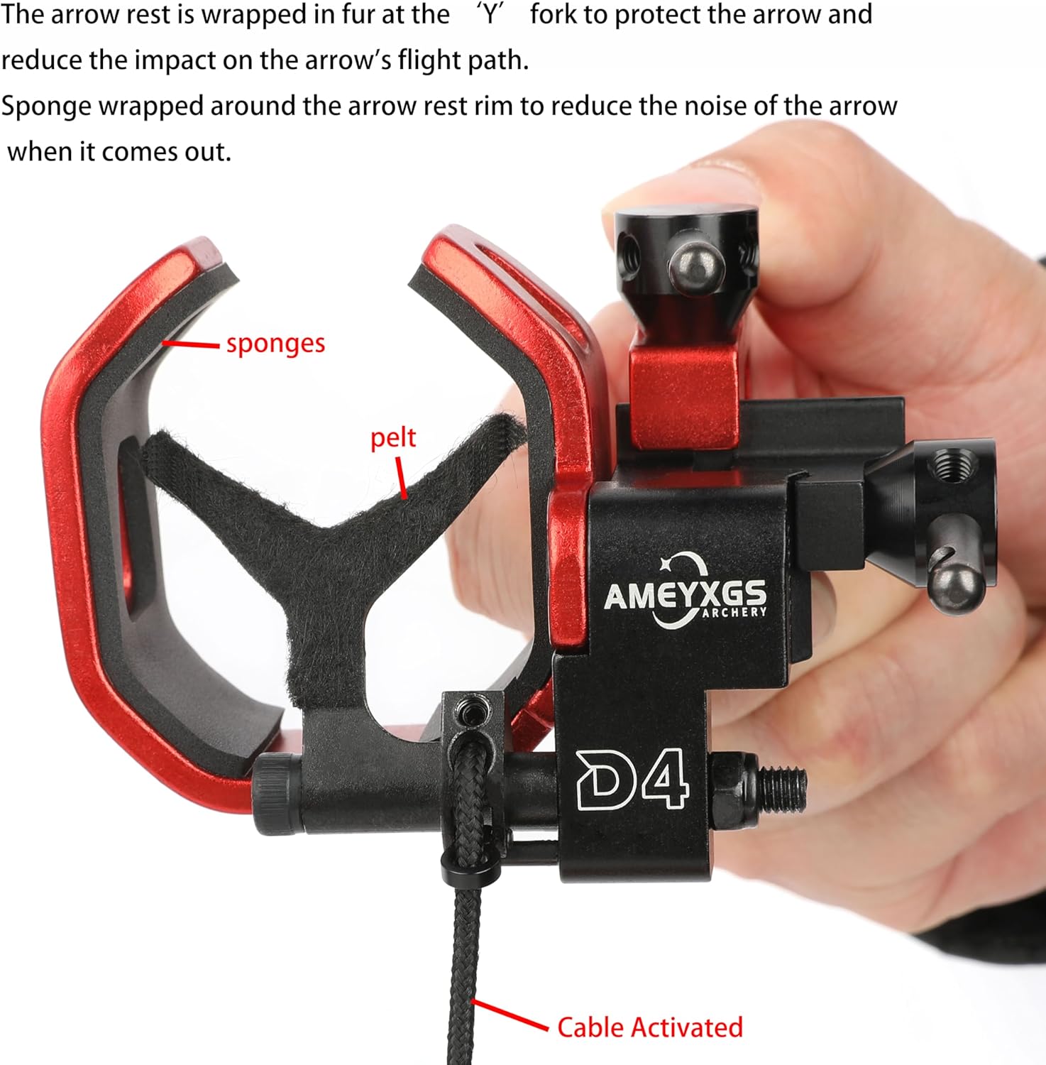 Drop Away Arrow Rest for Compound Bow Right Hand No Spanner Required Four-Way Adjustable Quick-Adjustment Knob Full Containment Cable Activated
