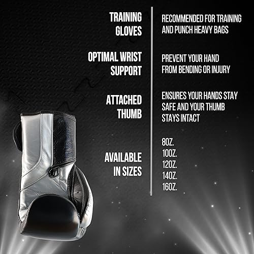 Miniatura 6 de Cleto Reyes High Precision Hook and Loop Boxing Gloves - BlackSilver Bullet