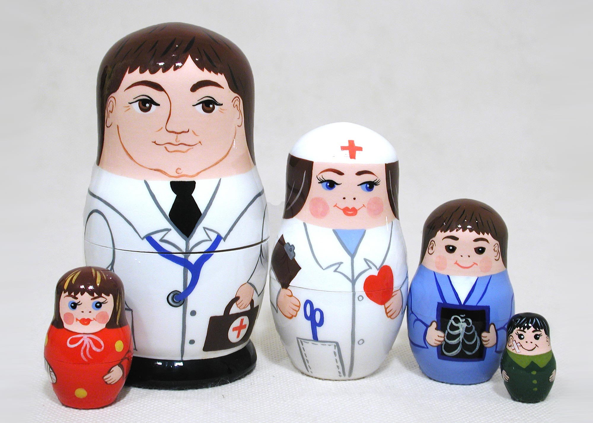 Golden Cockerel Russian Stacking Doctor Doll 5pc./5