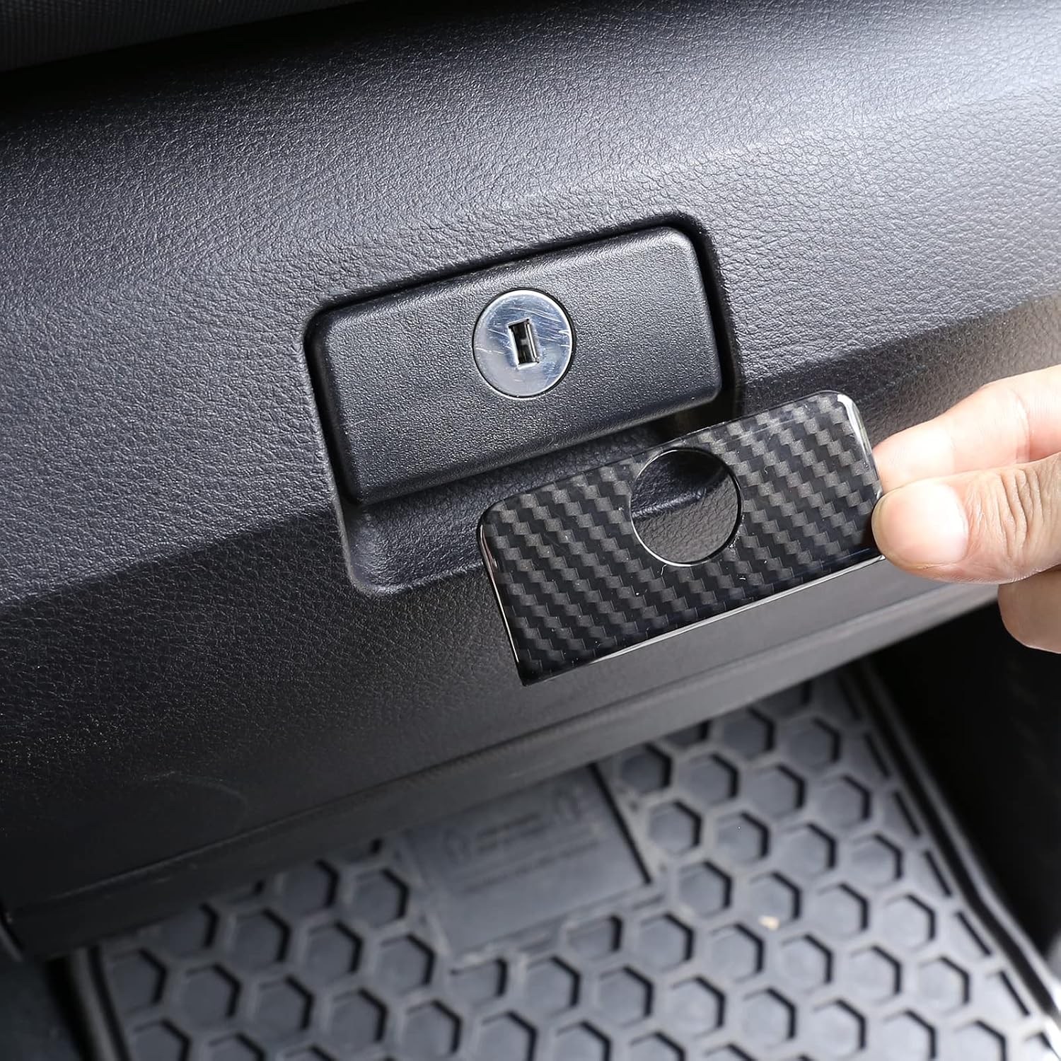 Car ABS Red Co-drive Glove box Sundries Box Handle Cover Trim Fit For Toyota Tacoma 2015 2016 2017 2018 2019 2020 2021 2022 2023 (Black Carbon Fiber)