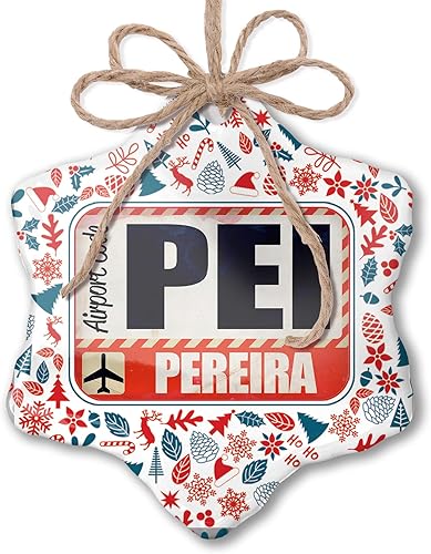 Adorno de Navidad Airportcode PEI Pereira Rojo Blanco Azul Navidad