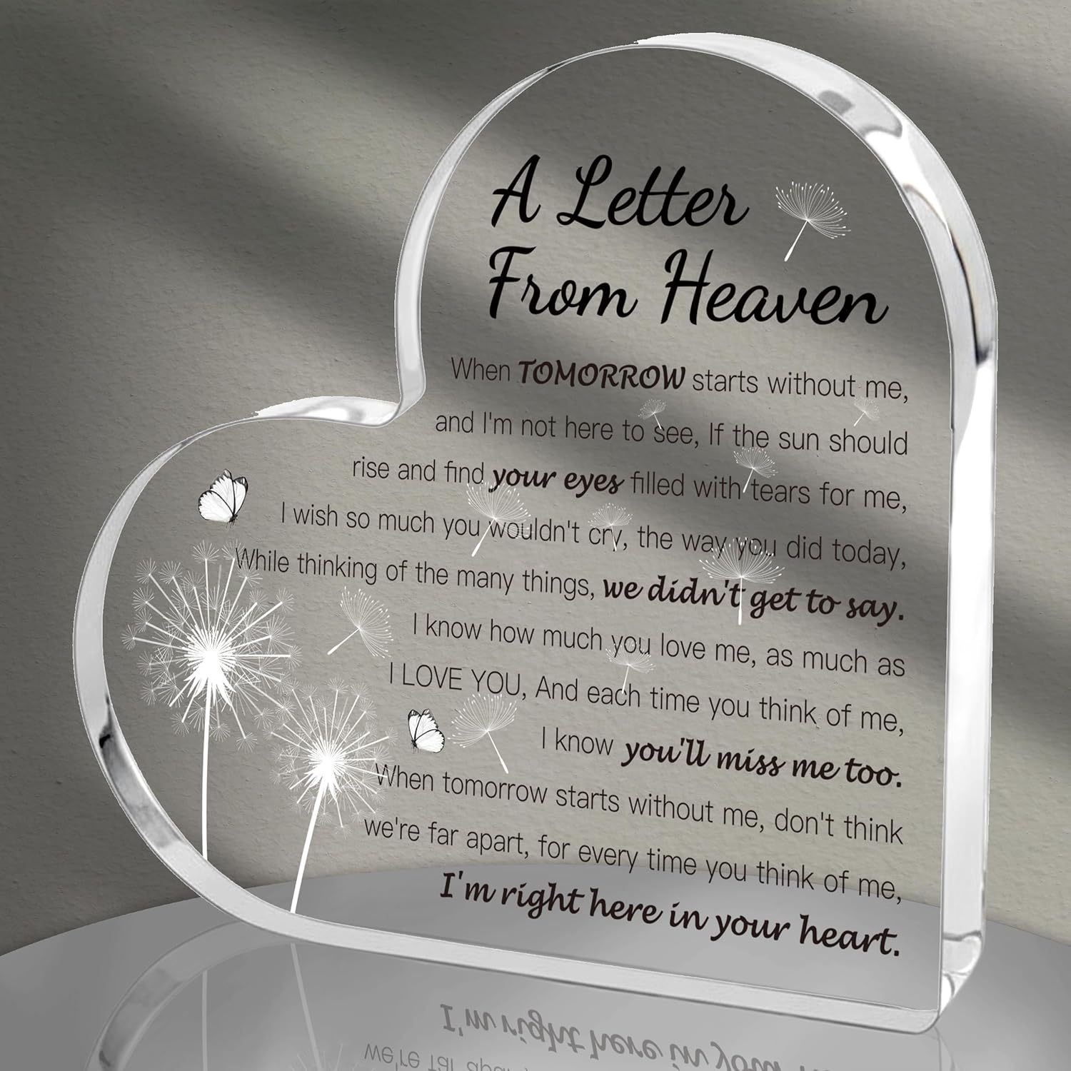 Christmas Sympathy Gifts, A Letter from Heaven, Memorial Gift, Bereavement Gifts with Remembrance Condolence for Loss of Father Mother Husband Lover Grieving Keepsake Plaque Decor for Family Members