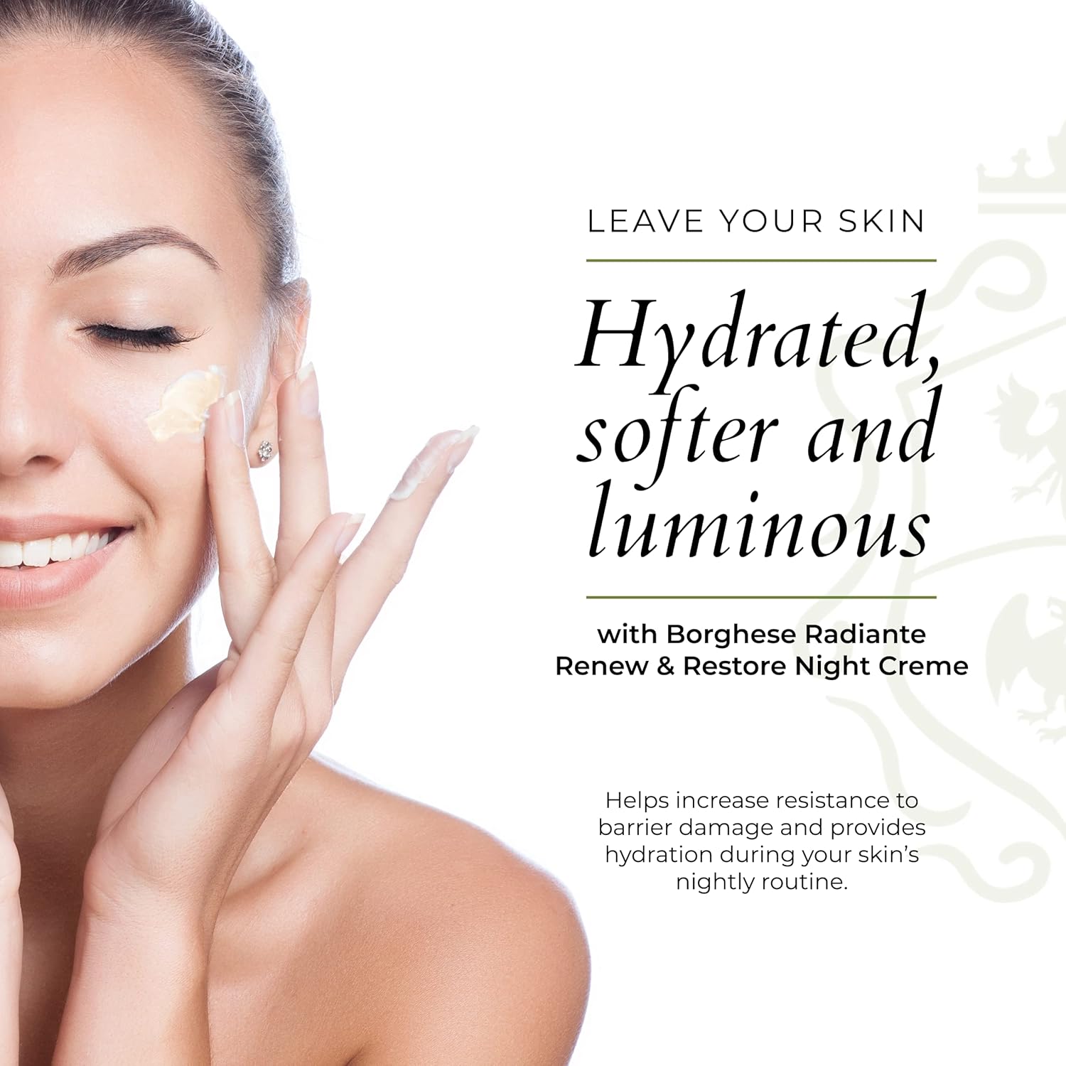 Borghese Radiante Renew & Restore Night Creme - Hydrating Barrier Night Cream with Castor Oil, Shea Butter, & Vitamin B3, for All Skin Types