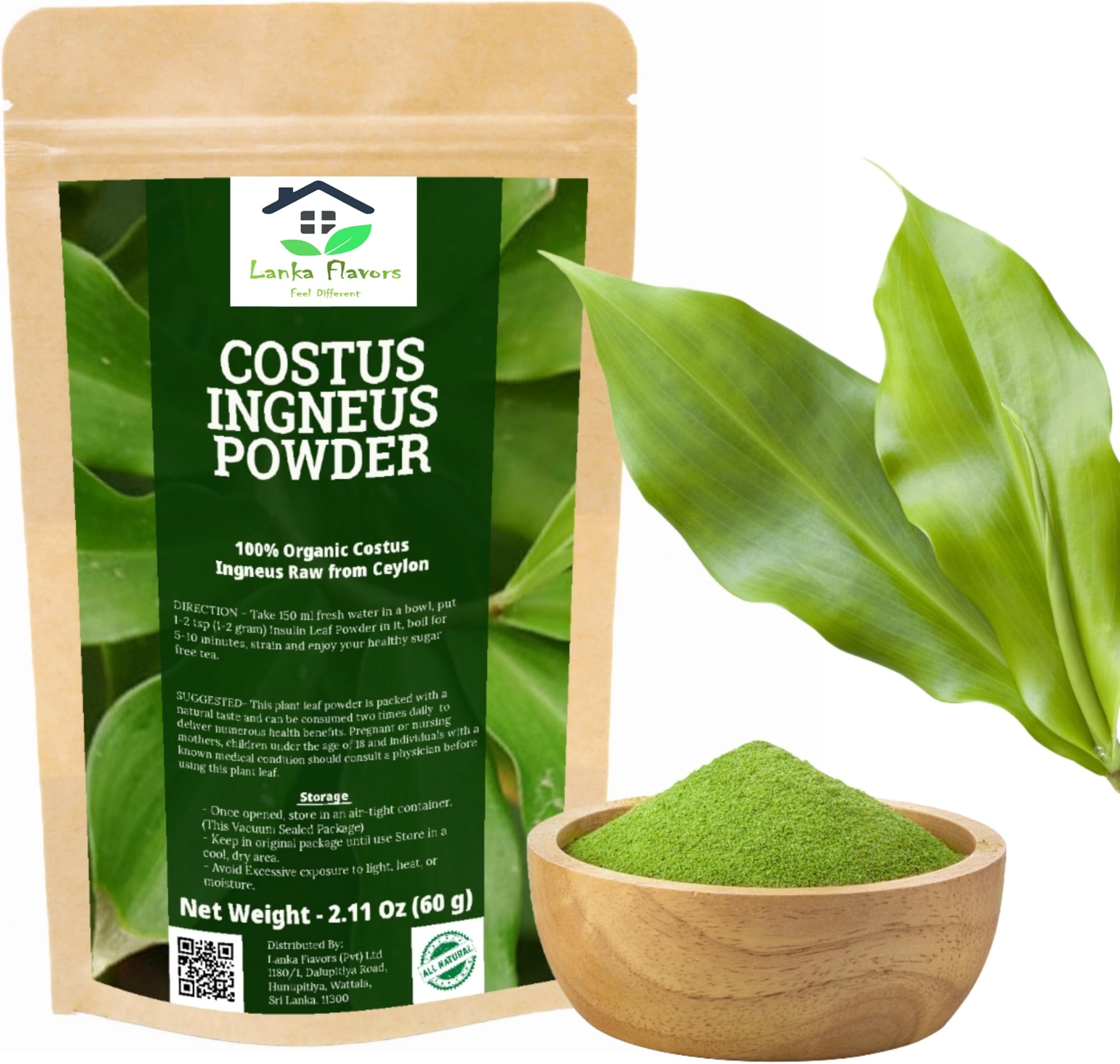 Costus Igneus Powder 2.11 Oz/ 60g Natural Sugar-Free Herbal Tea