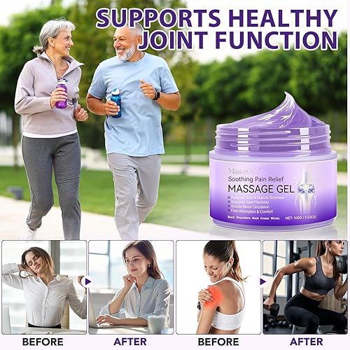 Miniatura 5 de Gel de masaje calmante - Gel morado para masaje articular, ingredientes naturales y absorción rápida para calmar la rigidez de las articulaciones,