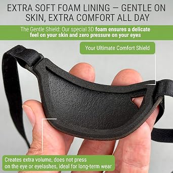 Black Leather Eye Patch, Concave 3D Design for Adults, Adjustable Strap