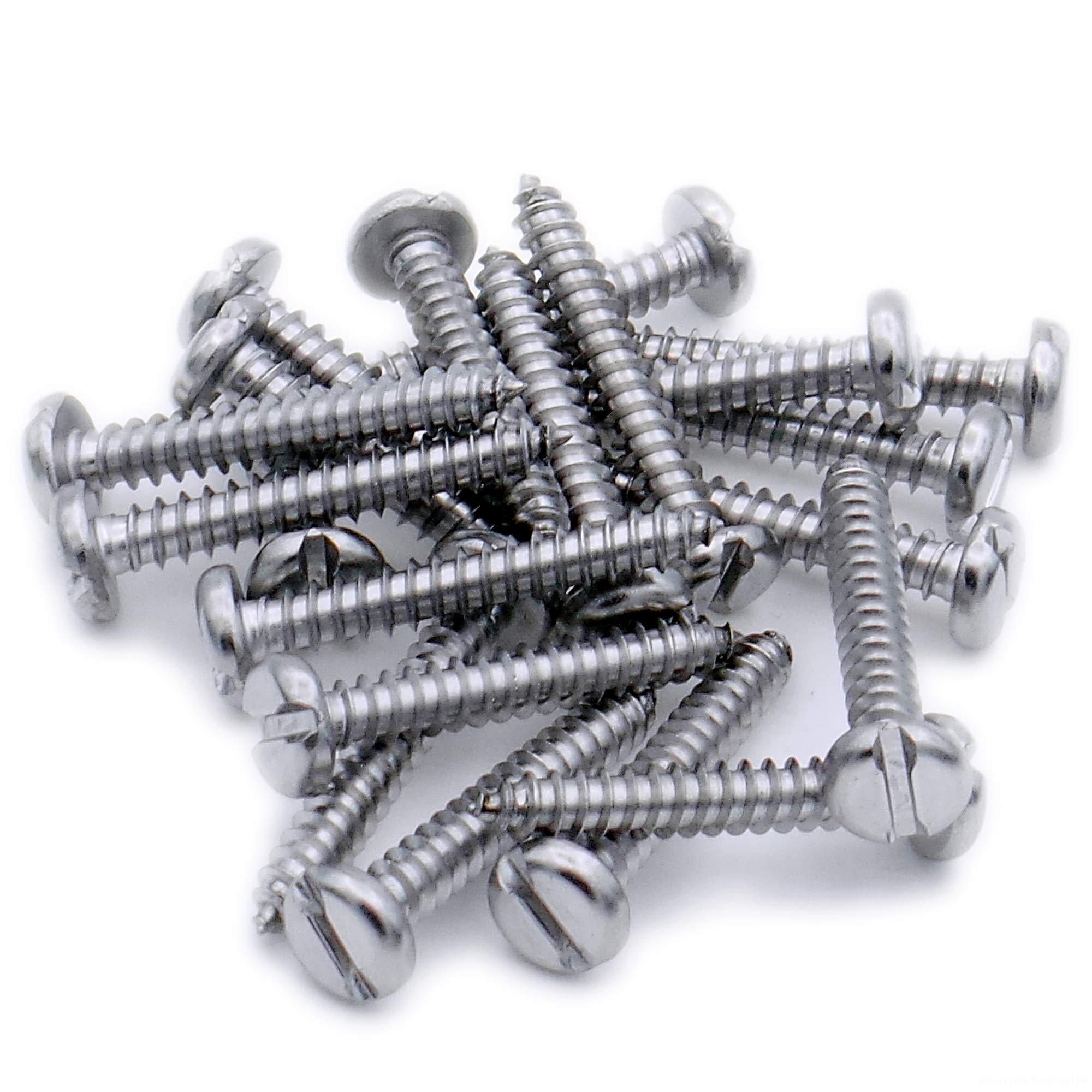 Singularity Supplies Silver No.8 X 1.75 (4.2Mm X 45Mm) Slot Pan Self-Tapping Screw - Stainless Steel (A2) (Pack Of 20)