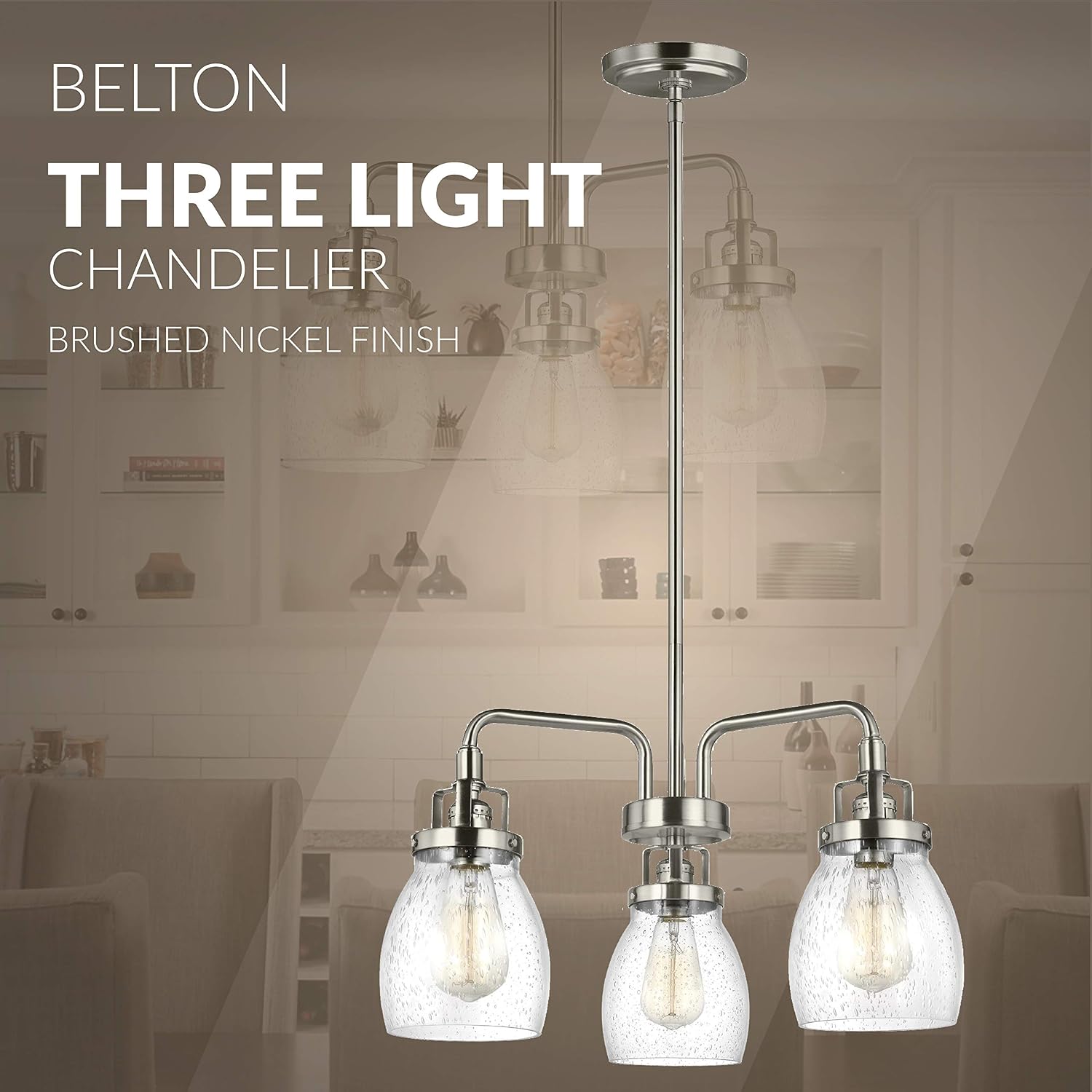 Black Friday - 80% OFF Sea Gull Lighting 3114503-962 Belton Three Light Chandelier, Brushed Nickel