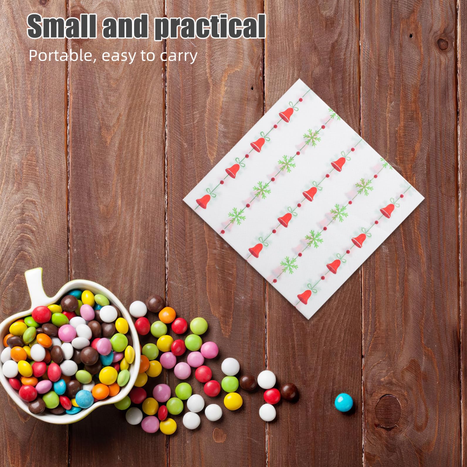 120stücke Weihnachtliche Servietten Aus Papier Mit Glockenmuster Für Winterfeiern Dekorative Einwegservietten Für Partydekorationen Und Tischdekoration