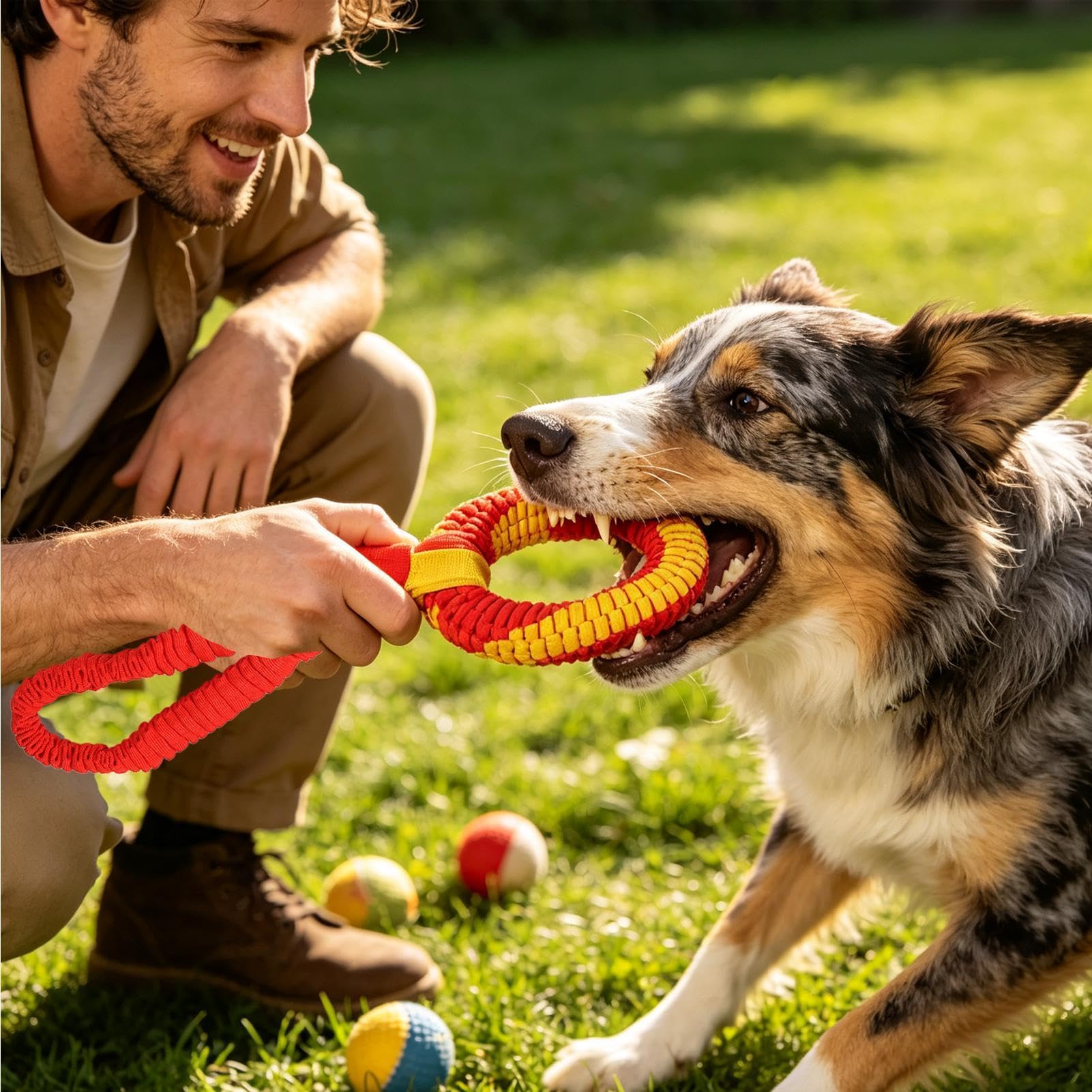 Hundespielzeug, interaktives Zahnungsseil, Ringspiel für Haustiere