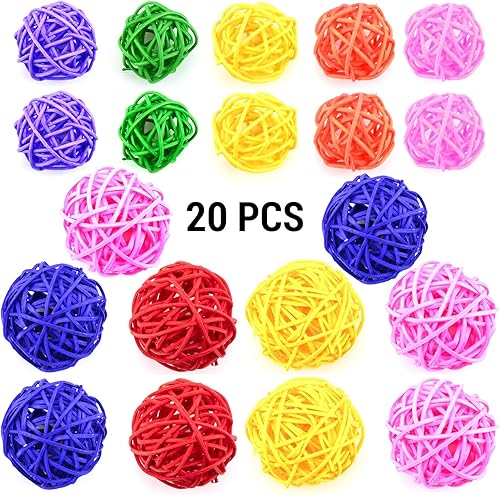 Miniatura 3 de IFAMIO 20 bolas decorativas de mimbre de ratán para tazón, centro de mesa, relleno de tazones, jarrón, adorno, ramitas, orbes, decoración del hogar,